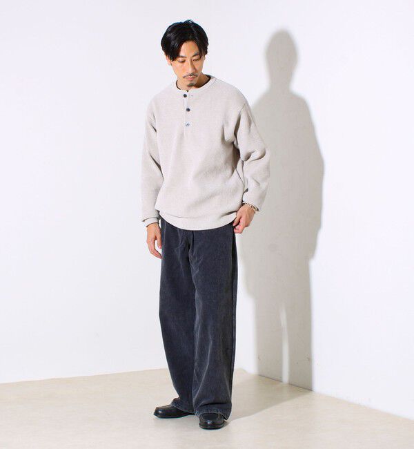 GLOSTER「【昨年人気アイテム再登場！チクチクしないニット】モールバックボーダー ヘンリーネックニット」|ニット・セーター|