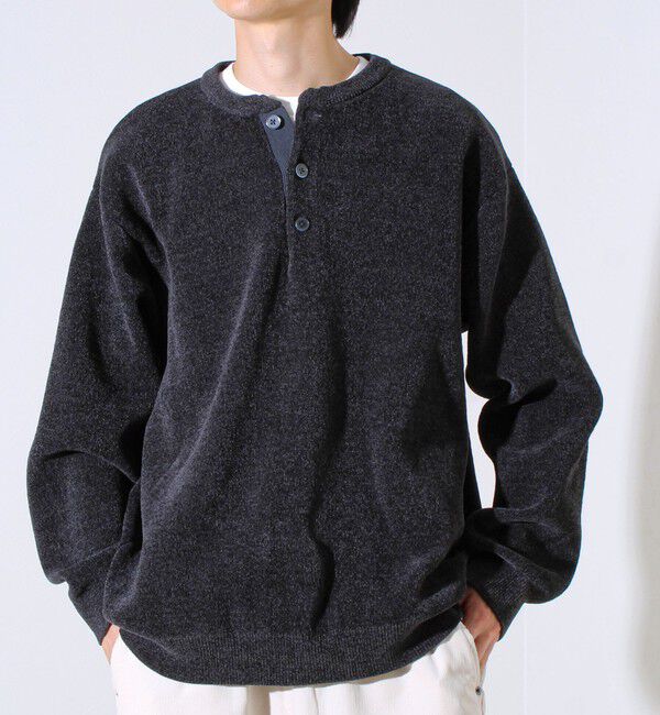 GLOSTER「【昨年人気アイテム再登場！チクチクしないニット】モールバックボーダー ヘンリーネックニット」|ニット・セーター|