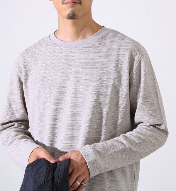 GLOSTER「【シリーズ累計人気】【ジャケットのインナーにおすすめ】ふくれジャガードロンT」|Tシャツ・カットソー|