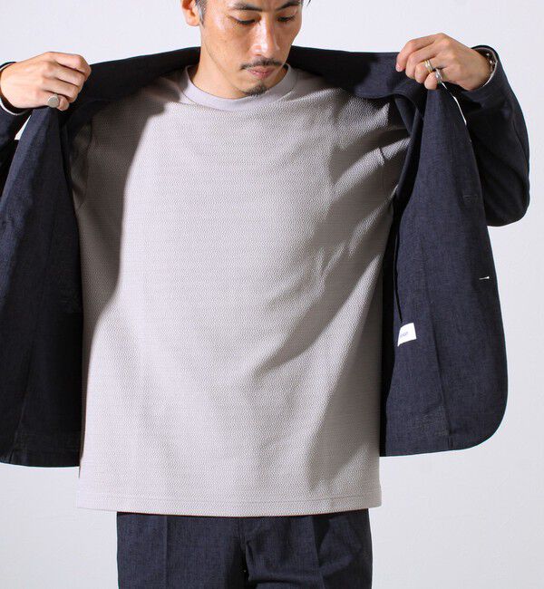 GLOSTER「【シリーズ累計人気】【ジャケットのインナーにおすすめ】ふくれジャガードロンT」|Tシャツ・カットソー|