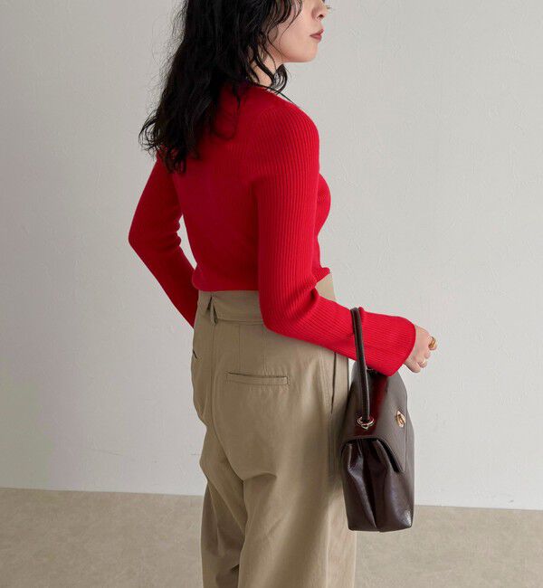 fredy emue「袖スリットリブニットプルオーバー」|ニット・セーター|レッド