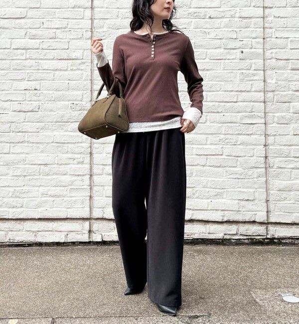 fredy emue「【リピーター続出！/高身長サイズあり】とろみWarmストレートイージーパンツ」|チノ|