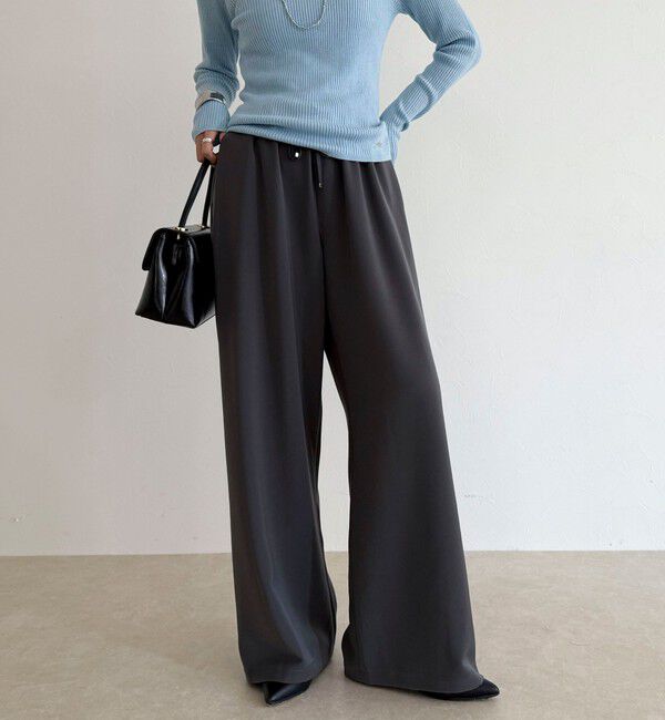 fredy emue「【リピーター続出！/高身長サイズあり】とろみWarmストレートイージーパンツ」|チノ|チャコールグレー