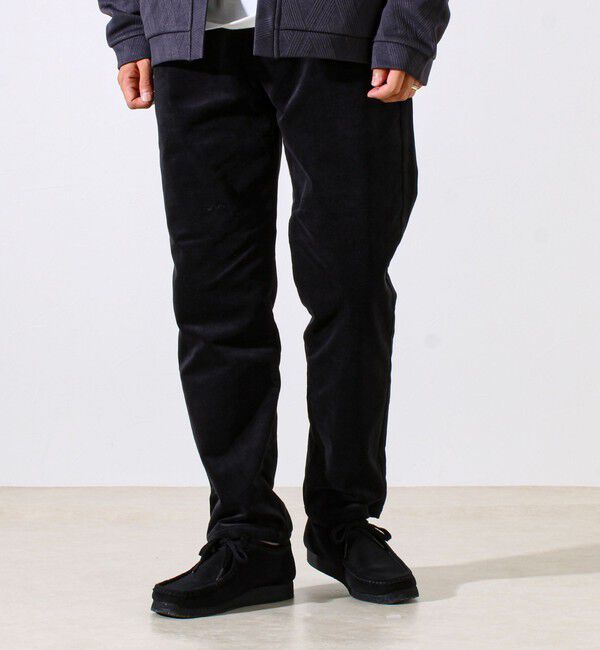 GLOSTER「【あったか快適なのに上品見え】コール裏フリースストレッチイージーパンツ」|チノ|ブラック