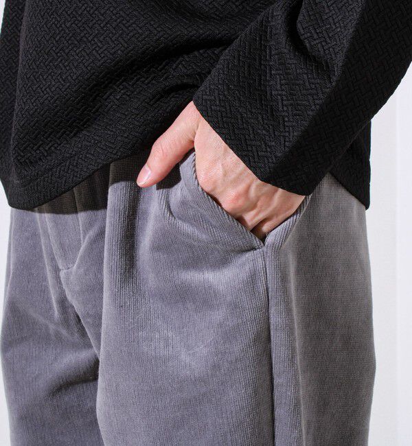 GLOSTER「【あったか快適なのに上品見え】コール裏フリースストレッチイージーパンツ」|チノ|