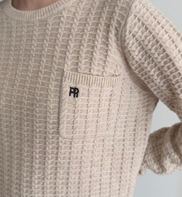 fredy emue「FR刺繍ケーブル柄ちびポケニットプルオーバー」|ニット・セーター|