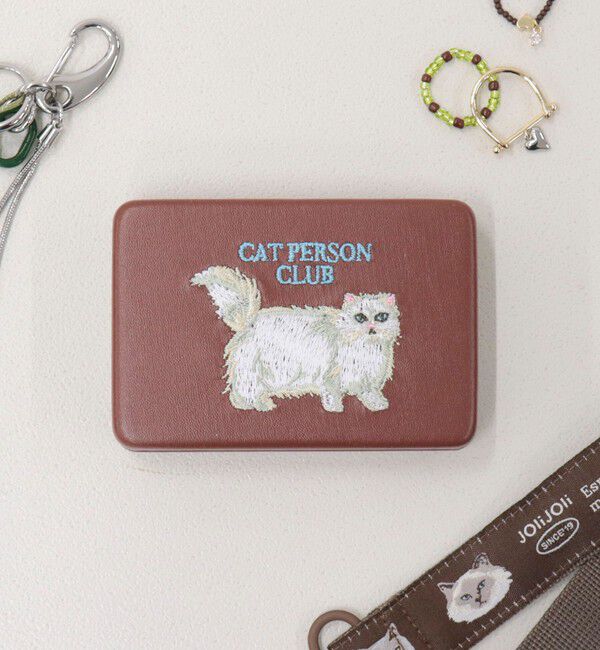 fredy emue「【JOli JOli/ジョリジョリ】刺しゅうスクエアケース」|ポーチ|ブラウン