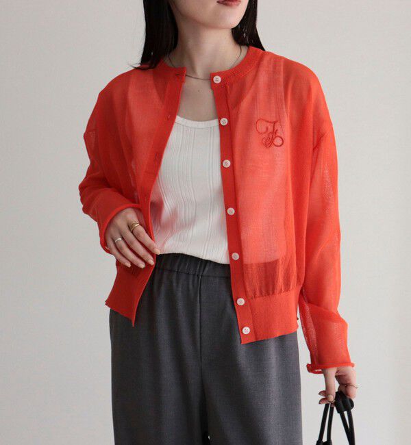 fredy emue「刺繍入りシアーニットカーディガン」|カーディガン|