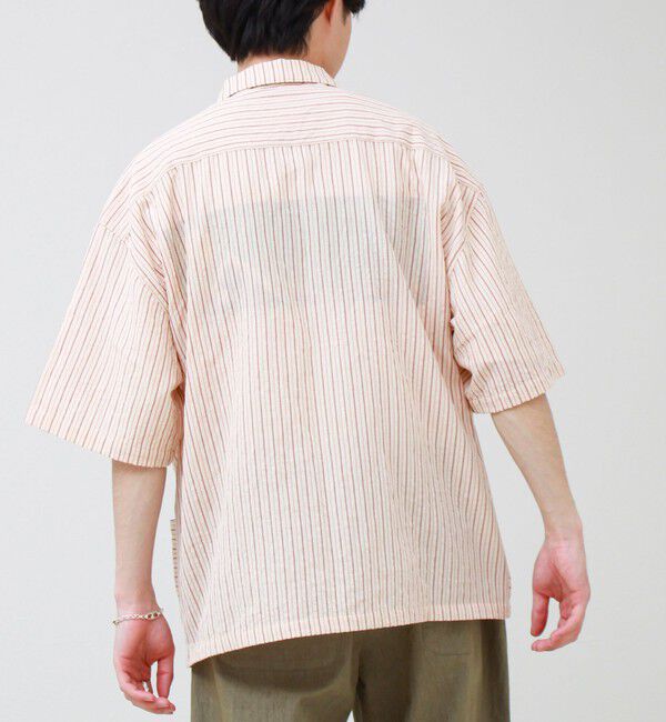 GLOSTER「サッカーストライプバイアスポケット ショートスリーブシャツ」|シャツ・ブラウス|