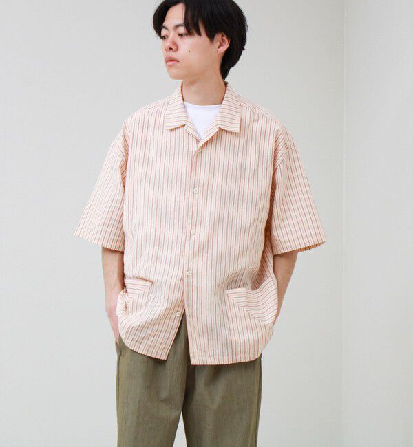 GLOSTER「サッカーストライプバイアスポケット ショートスリーブシャツ」|シャツ・ブラウス|