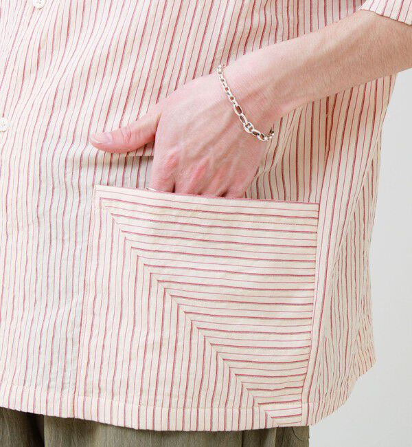 GLOSTER「サッカーストライプバイアスポケット ショートスリーブシャツ」|シャツ・ブラウス|