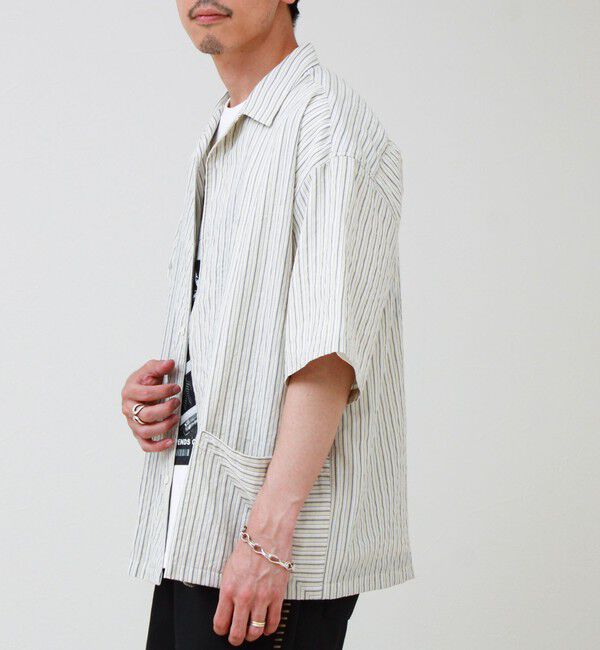 GLOSTER「サッカーストライプバイアスポケット ショートスリーブシャツ」|シャツ・ブラウス|