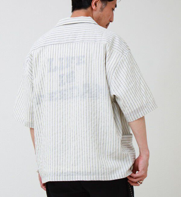 GLOSTER「サッカーストライプバイアスポケット ショートスリーブシャツ」|シャツ・ブラウス|