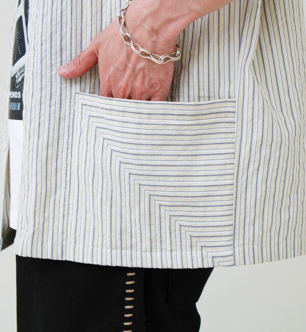 GLOSTER「サッカーストライプバイアスポケット ショートスリーブシャツ」|シャツ・ブラウス|