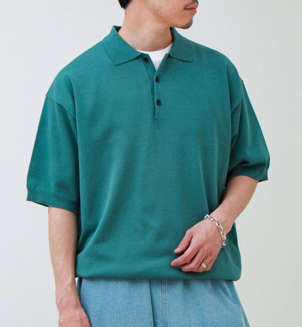 GLOSTER「【ラクなのに上品】コットンタッチリラックスポロ」|ポロシャツ|グリーン