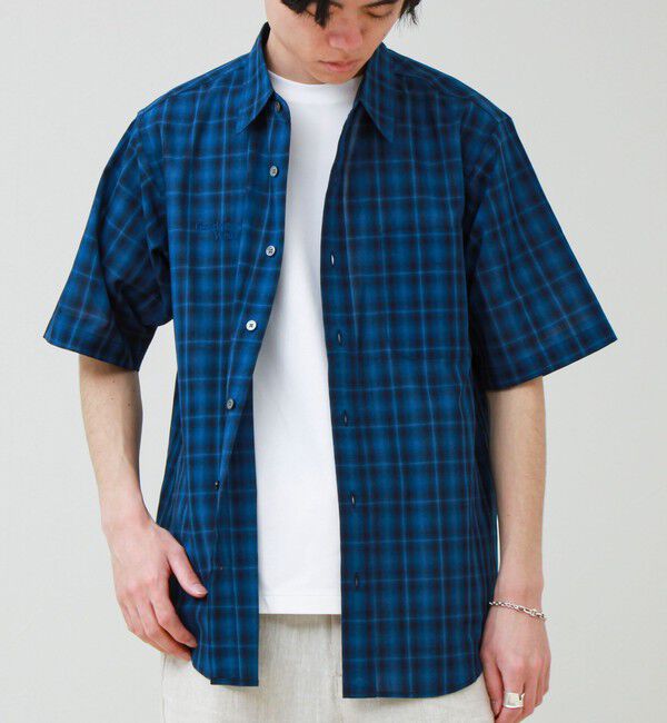 GLOSTER「GOODNESS刺繍 オンブレー ショートスリーブシャツ」|シャツ・ブラウス|