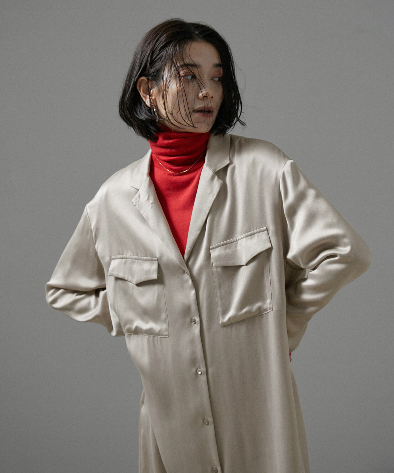 SALON adam et rope'「[24AW]GENTLE SILKシャツワンピース【セットアップ対応】」|その他|