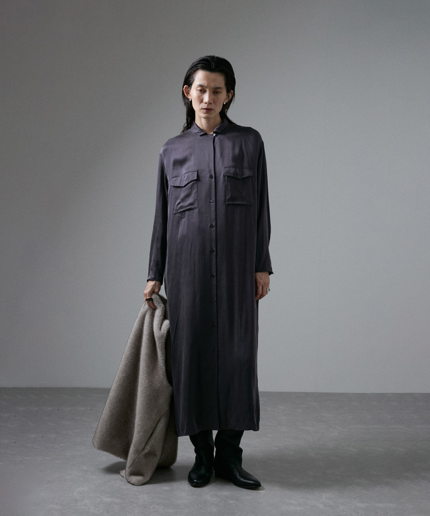 SALON adam et rope'「[24AW]GENTLE SILKシャツワンピース【セットアップ対応】」|その他|