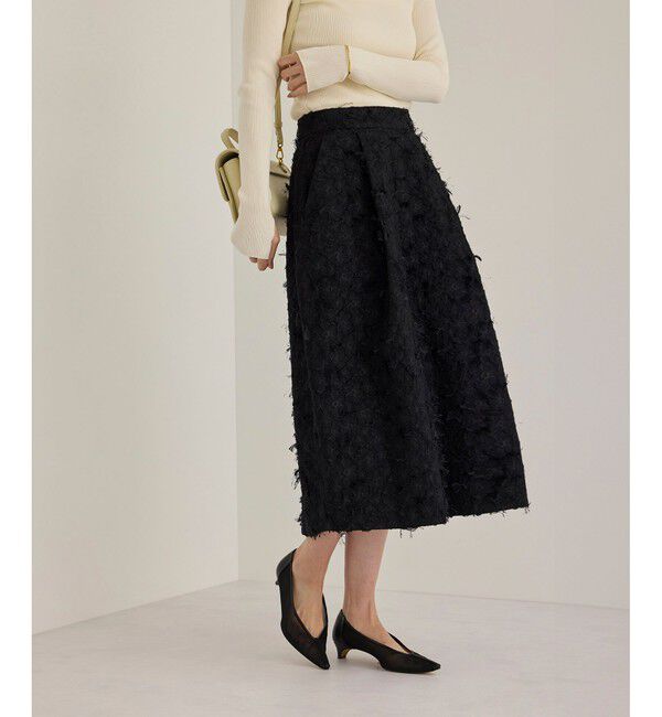 ROPE「コクーンジャガードスカート」|スカート|ブラック(01)