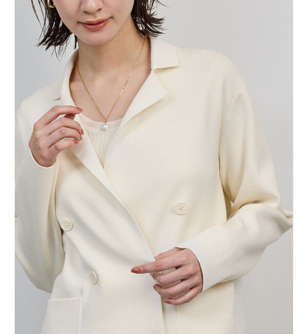 ROPE「シルクコットン総針ニットジャケット/イージーケア」|テーラードジャケット|オフホワイト(15)
