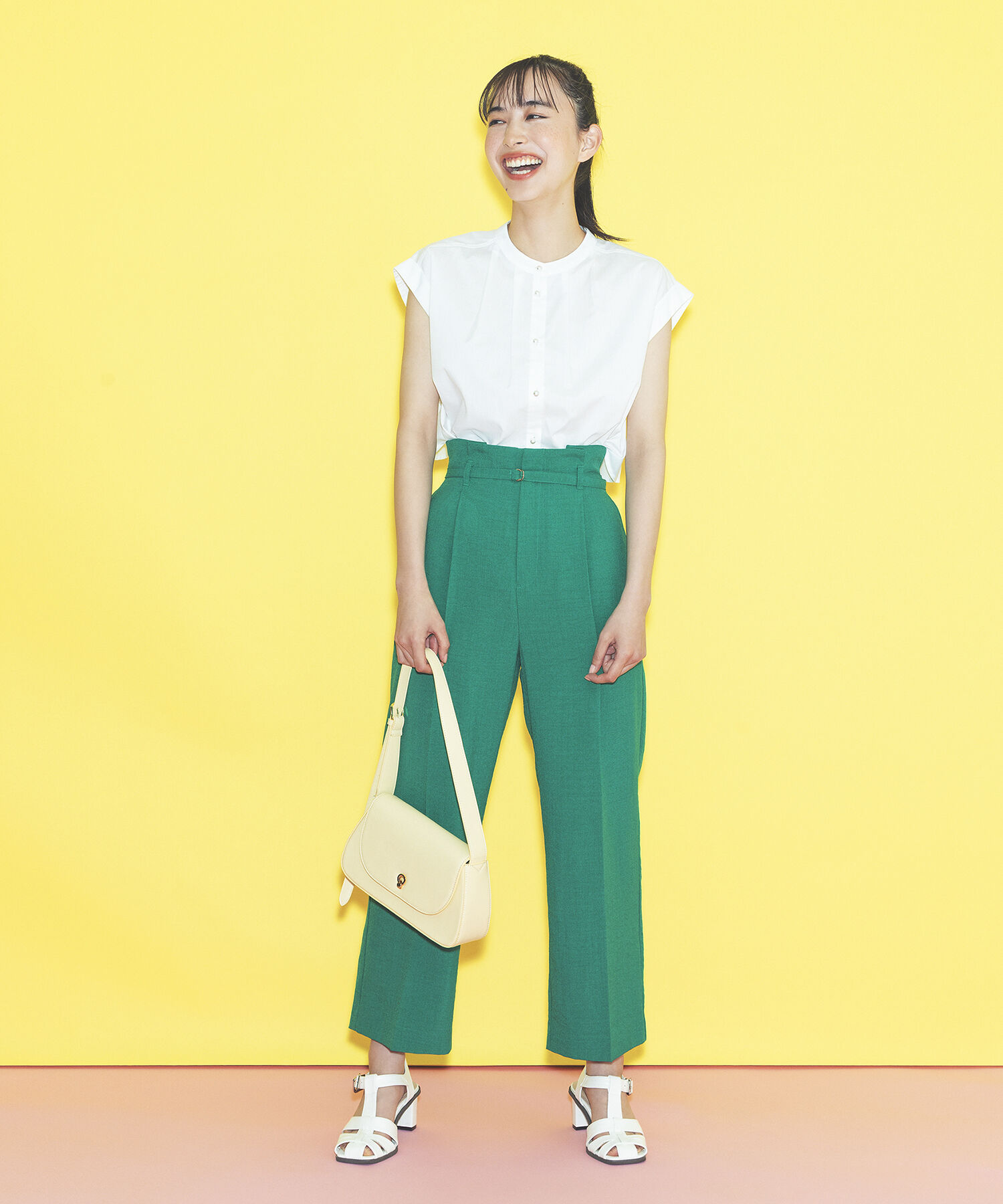 VIS「【接触冷感・洗える】美easy Dカンベルト付きワイドパンツ【セットアップ対応】」|スラックス|