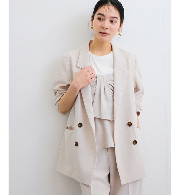 VIS「【美easy】リネンライクリラックスジャケット【接触冷感/洗える】【セットアップ対応】」|テーラードジャケット|