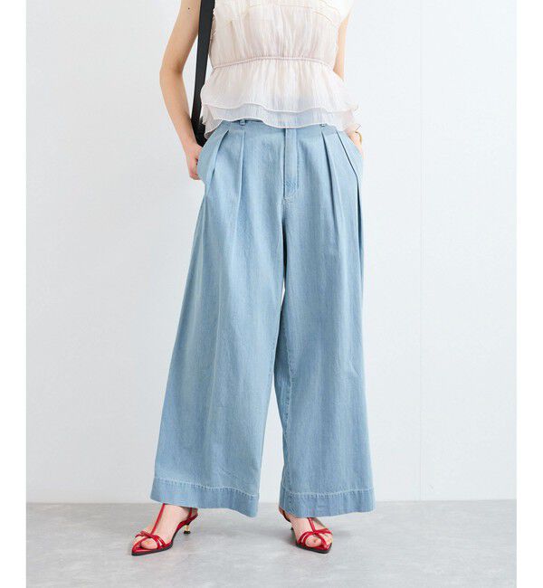 VIS「タックデザインリラックスデニムパンツ」|デニム|サックス(48)