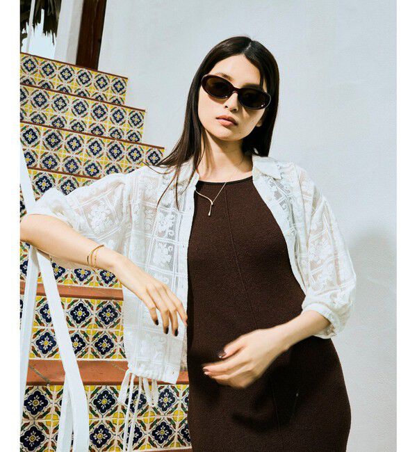 VIS「ドロストボリュームスリーブシャツ（レース・無地）」|シャツ・ブラウス|