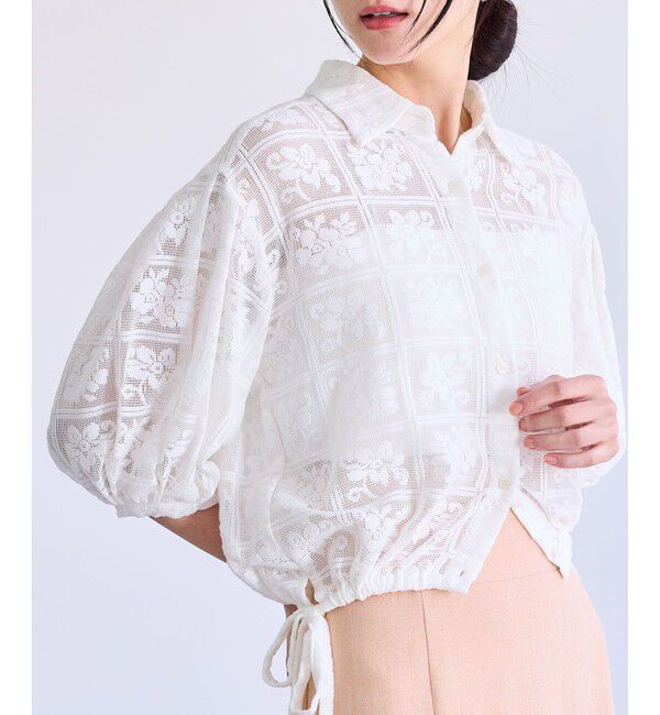 VIS「ドロストボリュームスリーブシャツ（レース・無地）」|シャツ・ブラウス|