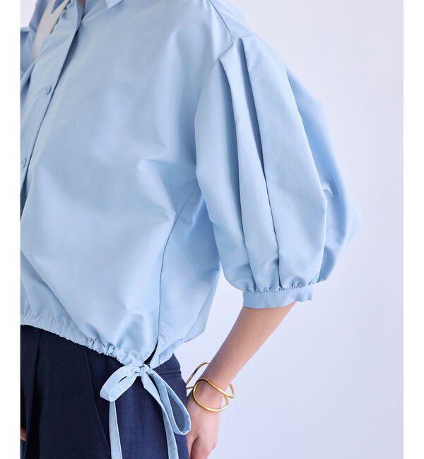 VIS「ドロストボリュームスリーブシャツ（レース・無地）」|シャツ・ブラウス|サックス(48)