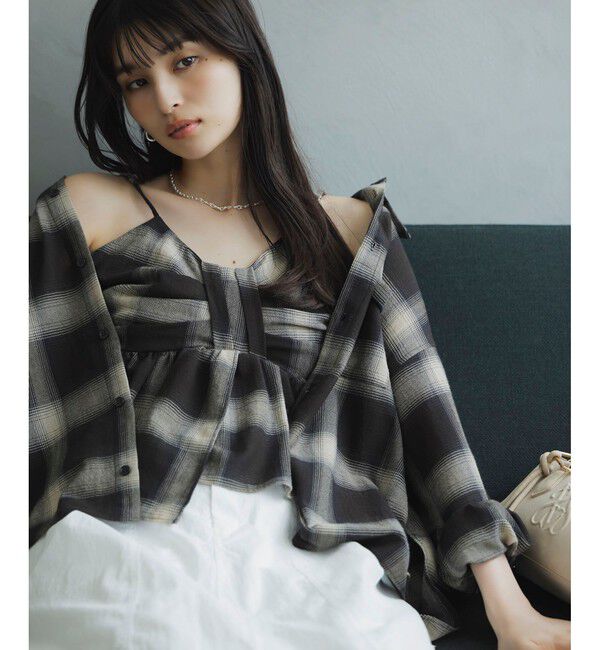 VIS「オンブレチェックリボンビスチェ」|キャミソール|