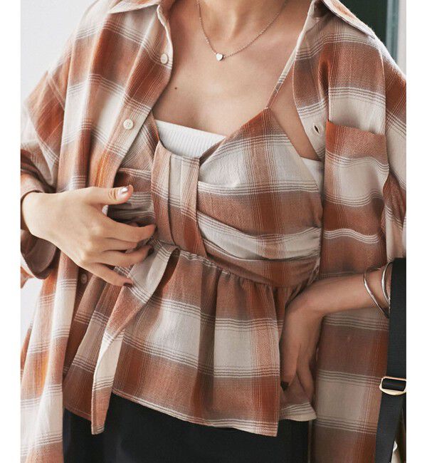 VIS「オンブレチェックリボンビスチェ」|キャミソール|