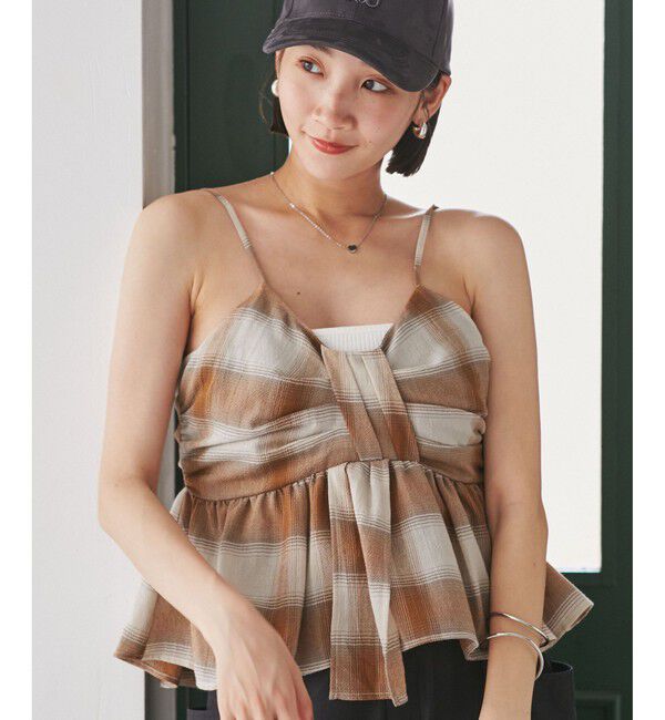 VIS「オンブレチェックリボンビスチェ」|キャミソール|