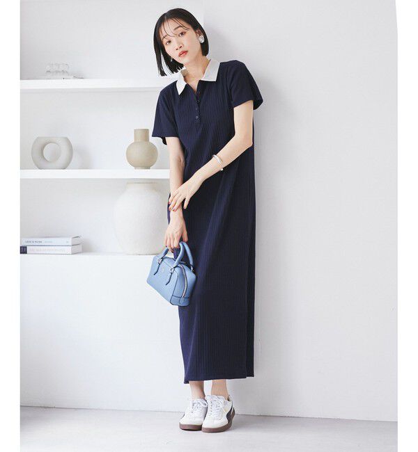 VIS「ポロ衿ランダムリブワンピース」|ワンピース|
