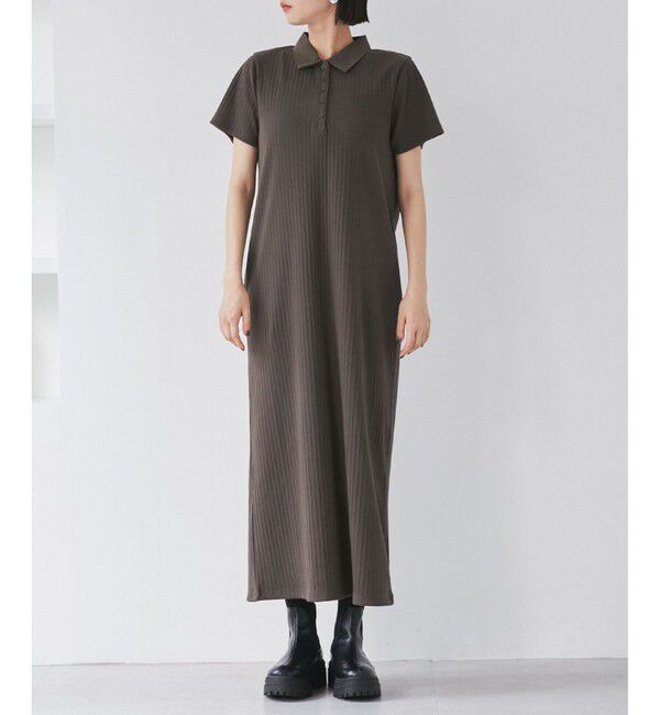 VIS「ポロ衿ランダムリブワンピース」|ワンピース|