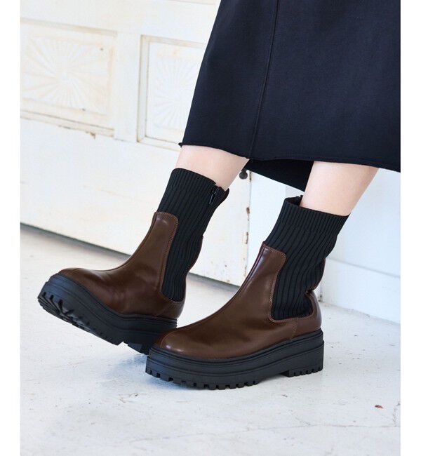 VIS「タンクソールサイドニットブーツ」|ロングブーツ|