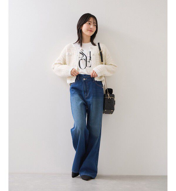 VIS「ファンシーツイードメタルボタンカーディガン」|カーディガン|