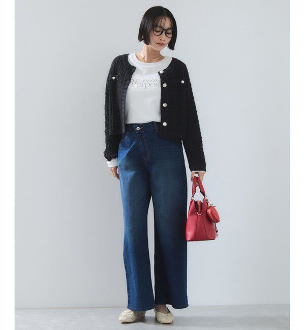 VIS「ファンシーツイードメタルボタンカーディガン」|カーディガン|