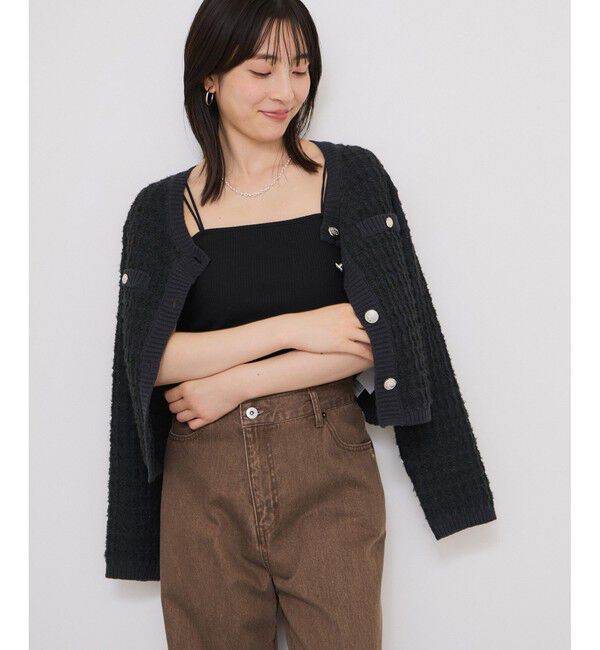 VIS「ファンシーツイードメタルボタンカーディガン」|カーディガン|