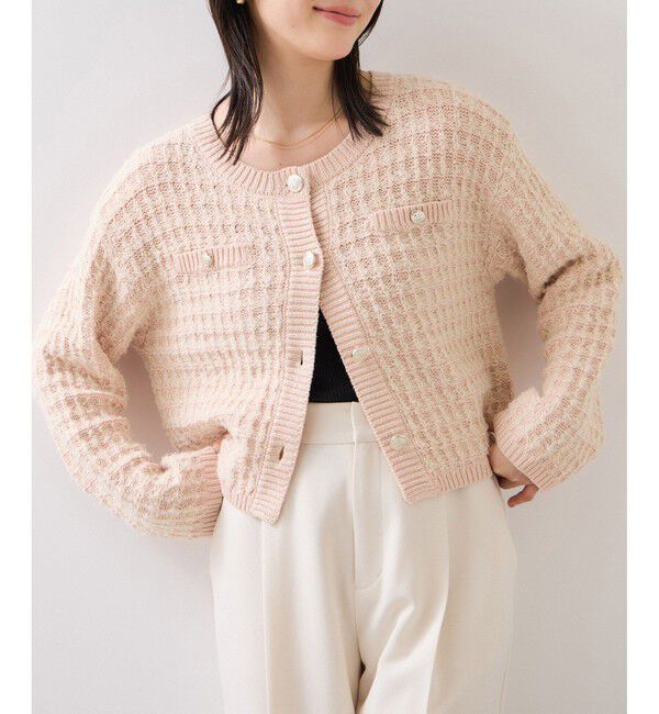VIS「ファンシーツイードメタルボタンカーディガン」|カーディガン|ピンク(63)