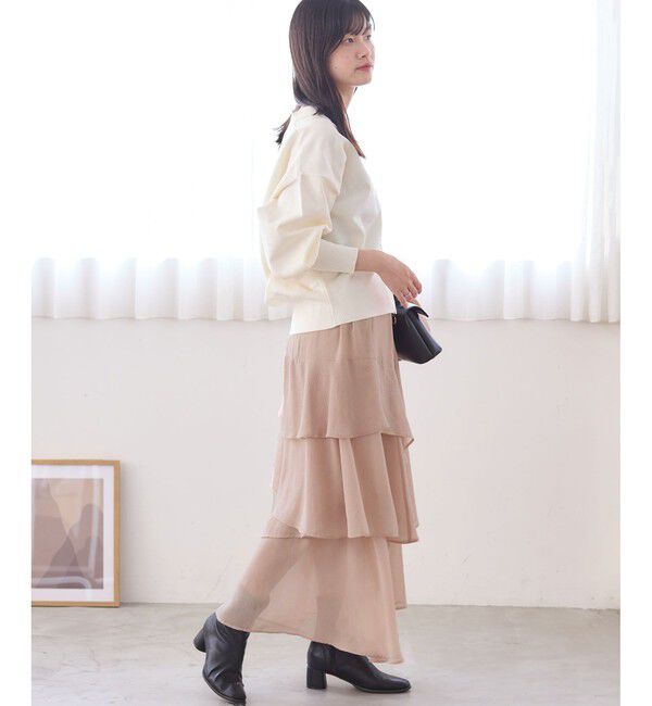 VIS「花柄アソート楊柳ティアードスカート」|スカート|