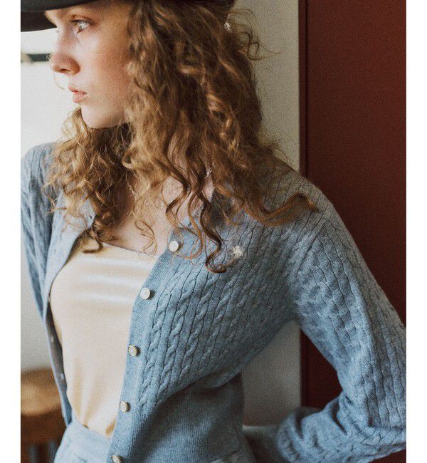 VIS「【POLO BCS】VIS別注ミニケーブルノーカラーニットカーディガン」|カーディガン|