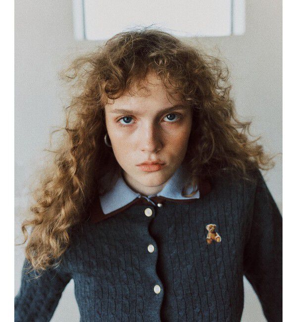 VIS「【POLO BCS】VIS別注ミニケーブルノーカラーニットカーディガン」|カーディガン|