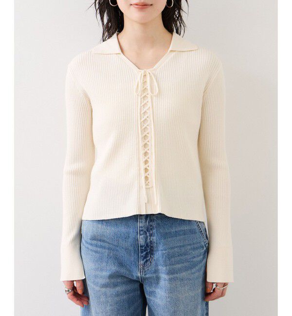 VIS「レースアップリブニット」|ニット・セーター|