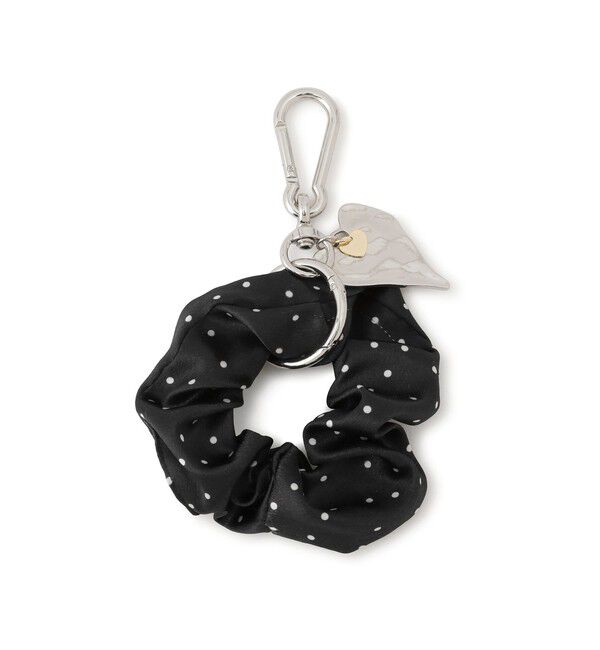 VIS「ハートチャーム付きドットシュシュチャーム」|チャーム・キーホルダー|ブラック(01)