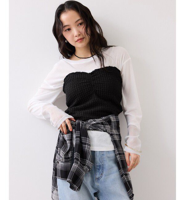 VIS「カップ付きシャーリングキャミソール」|キャミソール|