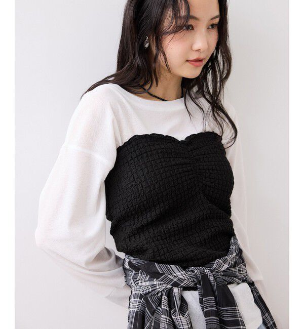 VIS「カップ付きシャーリングキャミソール」|キャミソール|