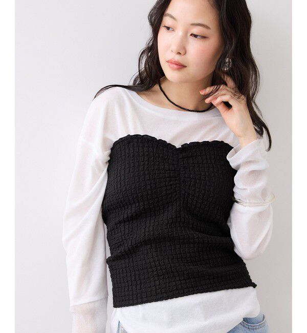 VIS「カップ付きシャーリングキャミソール」|キャミソール|