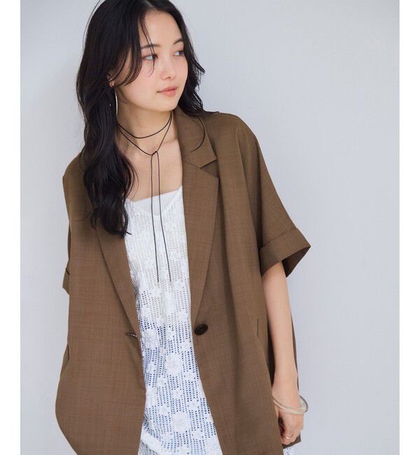 VIS「Light Airyシングルドルマンジャケット/UVケア・接触冷感・吸水速乾」|テーラードジャケット|カーキー系(38)