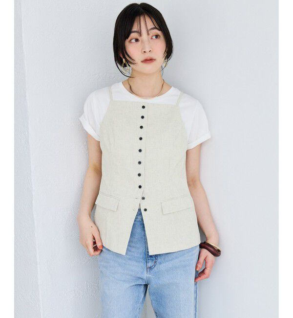 VIS「サマーツィードボタンアップキャミトップス/セットアップ対応」|キャミソール|